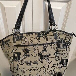 Coach Black and Tan Tote Bag